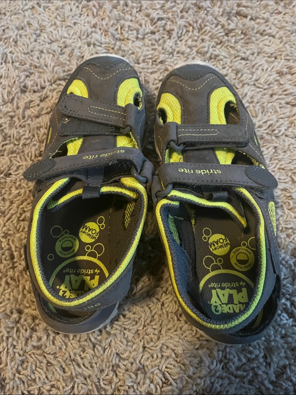 Stride Rite Gray and Yellow Toddler Sport Sandals